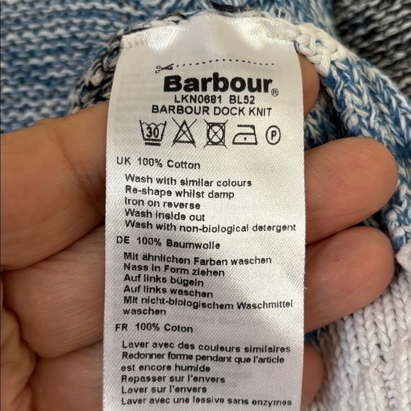 Barbour women’s 100% cotton knit White & Blue Striped pullover Sweater 12 - Picture 12 of 12
